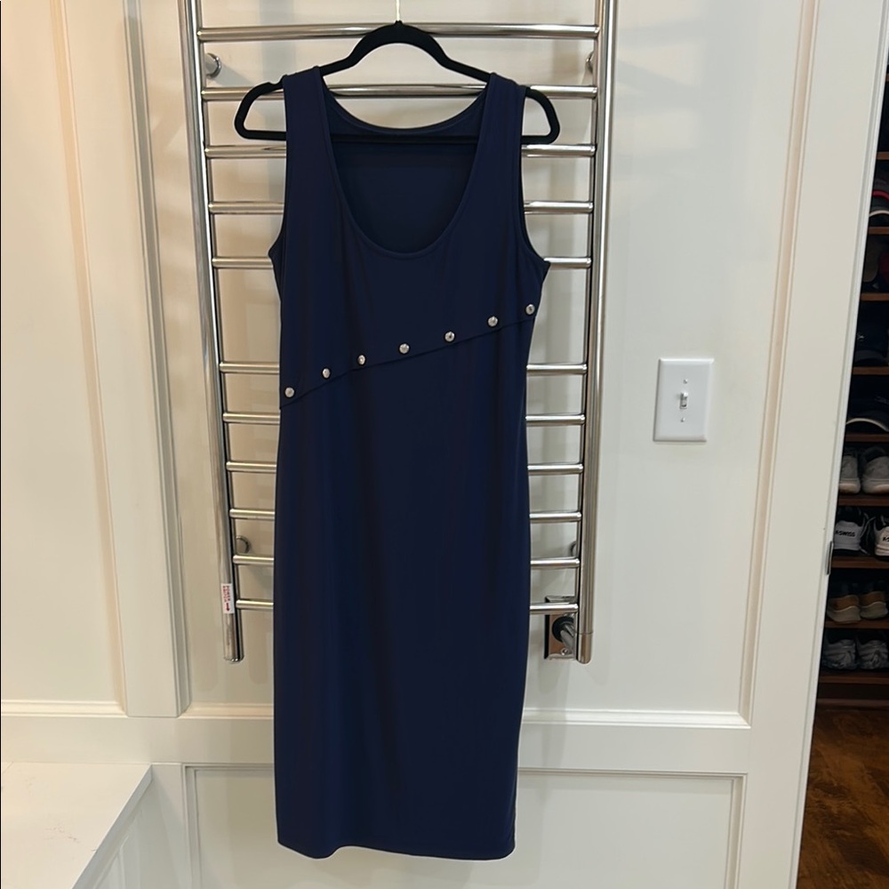 Elegant Navy Blue Sleeveless Dress WHBM